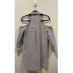 DO+BE Black Stripes Cold Shoulder Shirt Dress Photo 4