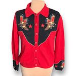 Tiara International Vintage  Western Cardigan Cowboy Boot Knit Sweater Medium Photo 2
