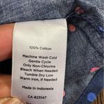 Talbots  Women’s Medium Petite Navy Blue Polka Dot Long-Sleeve Button-Up Shirt Photo 4