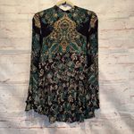 Free People  Lady luck printed tunic mini dress mock neck open back paisley Small Photo 1