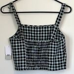 BP NWT by Nordstrom Mason Plaid Smocked Back Crop Top - Small Photo 7