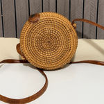 Round Woven Tan Crossbody Bag Photo 0