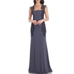 JS Collections  Lace and Crepe Sleeveless A-Line Evening Gown Blue Size 12 Dress Photo 10