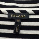 Escada Black White Gold Striped Logo Long Sleeve Shirt Top Women’s Medium Gold Photo 3