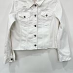 Melrose and Market White Denim Jacket Size Medium Cropped Distressed With Pocket Photo 7