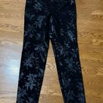 Soft Surroundings  Leggings Black with Shimmery Print Twilight Floral Photo 2