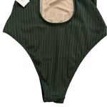 Shade & Shore  Swimsuit One Piece Green Ribbed Plunge V-Wire Swimsuit Large NEW Photo 7