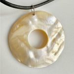 Abalone circle pendant necklace on cord Photo 3