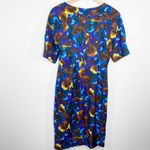 Boden Blue Brown Yellow Printed Short Sleeve Silk Blend Dress Womens Size 6 Long Photo 8