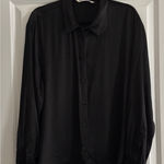 ZARA  Black Satin Button Down Long Sleeve Shirt Photo 0
