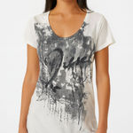 Diesel  Graphic Scoop Neck Tee White‎ Black Large Photo 0