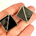 Dotty Smith black and gold tone square clip on earrings Photo 0