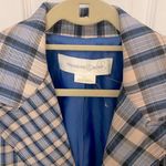 Treasure & Bond NWOT Mixed Plaids Oversized Blazer in Blue and Cream Photo 3