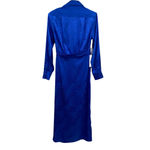 Ronny Kobo Bernice Satin Blue Midi Dress Long Sleeve Shirtdress NWT Size Medium Photo 2