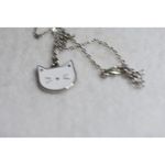 Source Unknown Hello Cat White Faced Kitty Silver Tone Link Chain Cottagecore Fairy Necklace Photo 2