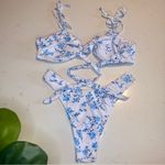 NWOT Floral Blue and White Bikini Swim Set Size Large Photo 1