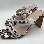 The Drop Women's Leopard Avery Square Toe Two Strap High Heeled Sandal Size 8.5 Brown Photo 3