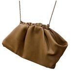 The Drop Brown Vegan Leather Ruched Crossbody Bag Asymmetrical Bag Purse Women Tan Photo 0