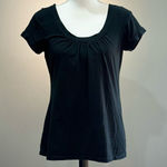 Loft Black S/S Scoop Neck Top Size M EUC Photo 0