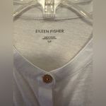 Eileen Fisher Organic Linen Jersey Mandarin Collar Shirt White Small Photo 3
