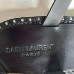 Saint Laurent  Cassandra YSL Studded T-Strap Leather Flat Sandals Black Size 42 Photo 9