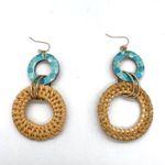 Double Disk Rattan and Resin Combo Earrings Tan Photo 2