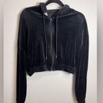 No Boundaries LOVE Y2K Velour Black Full Zip Crop Hoodie Women’s Sz XXL Vintage EUC Photo 0