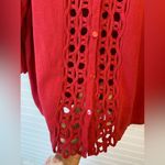 cj banks Vinatge  Raspberry Jewell Tone Cotton Scalloped Weave Cardigan Photo 2