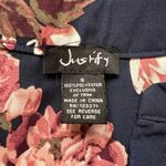 Justify  Floral Navy Blue V Neck Long-sleeve Top, Small Photo 2