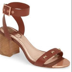 Ted Baker 💕💕 Biah Ankle Strap Studded Bow Block Heel Sandals Brown EU 39.5 NWT Photo 0