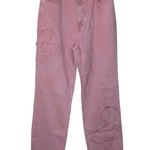 PacSun  Women’s 90’s Boyfriends Flower Embroidered Maroon Jeans Photo 0