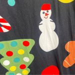 Imperfect Festive Holiday Print Dress size large long sleeved stretchy Black Photo 5