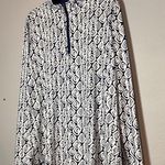 SanSoleil Long Sleeve Top 1/4 Quarter Zip Navy Blue Geometric Patterned Size XL White Photo 0