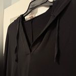 Loft  Outlet Soft Knit V-Neck‎ Pullover Long Sleeve Hoodie Black Size Small Photo 2