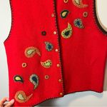 Vintage Marisa Christina Women’s Wool Sweater Vest Red Paisley XL Photo 4