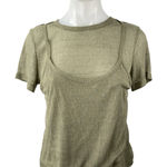 NEW Oak + Fort Women Green Ribbed Knit Short Sleeve Tank T Shirt Tee Top Size S Photo 0