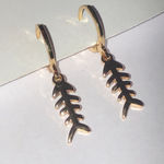 Gold Tone Dainty Dangling Fish Boho Pierced Earrings Photo 3