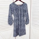 Michael Kors Michael  Marble‎ Print Off-Shoulder Shift Dress Blue White Small Photo 8