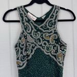 Laurence Kazar NWT Vintage Green Beaded Silk Floor Length Dress Formal Prom Gown Photo 2