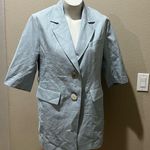 Maison de Maier blue short sleeve button up linen jacket Size 6 Photo 6
