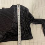 SKIMS Velvet Crop Top Logo 2X Soot Black Plus Size Logo Burnout Open Bust Photo 8