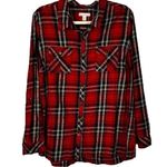 Dress Barn Red Black White Plaid Button Up Top Size 2X Photo 0