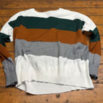 SHEIN Curve 0XL Colorblock Striped Long Sleeve Sweater Women's White Size undefined Photo 0