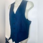 Navy Blue Plaid 5 Button Front Poly Rayon Blend Tailored Suit Vest Photo 3