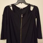 pinc XL Front Zip Cold Shoulder Long Sleeved Tunic Top Black Photo 0