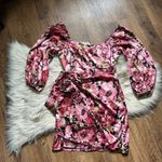 SHOWPO Chloie Puff Sleeve Drape Mini Dress In Boudoir Blooms Pink Size 8 Photo 5