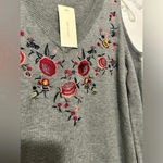 Skies Are Blue NWT  embroidered cold shoulder sweater gray size S Photo 1
