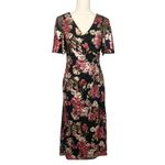 Adrianna Papell NWT Black Pink White Foiled Mesh Draped Midi Dress New Metallic Photo 5