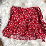 Cotton On Red Floral Wrap Skirt Photo 0