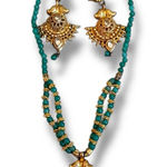 Gold Green Indian Jewelry Set‎ Necklace Earrings Women’s Traditional Wedding Photo 0